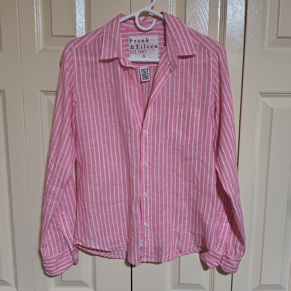 Frank & Eileen Pink and White Button-Up Shirt